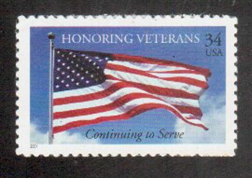 Scott#: 3508 - Honoring Veterans 34¢ 2001 APU Perf 11¼x11½ single stamp MNHOG - Image 1 of 1