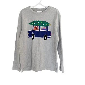 NWT Hanna Andersson Boys size 130/8 Long Sleeve Tshirt Tiger Christmas Tree - Picture 1 of 6