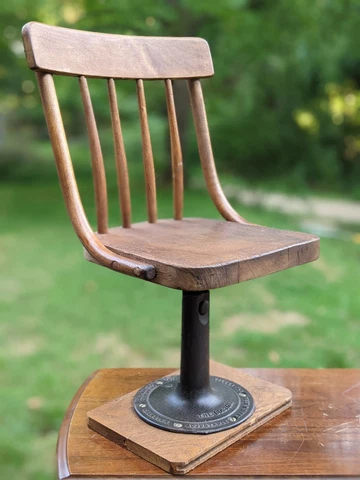 Chandler Adjustable Chair Co "The Boston" Bentwood Oak & Cast Iron Student Chair Cover