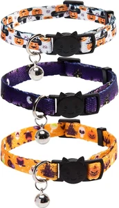 3 Pack Halloween Cat Collar with Bell Breakaway Adjustable - Picture 1 of 12