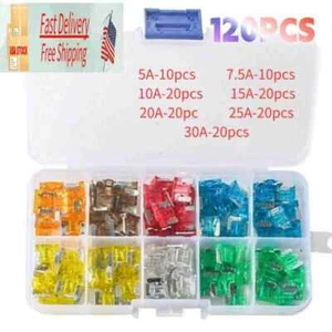 120 Stck. 5A-30A Sortiment Low Profile Micro Mini Klinge Sicherung Set Kit Auto LKW - Bild 1 von 2