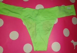 NeW Vs Pink cool & comfy seamless thong Panty Size small neon keylime 