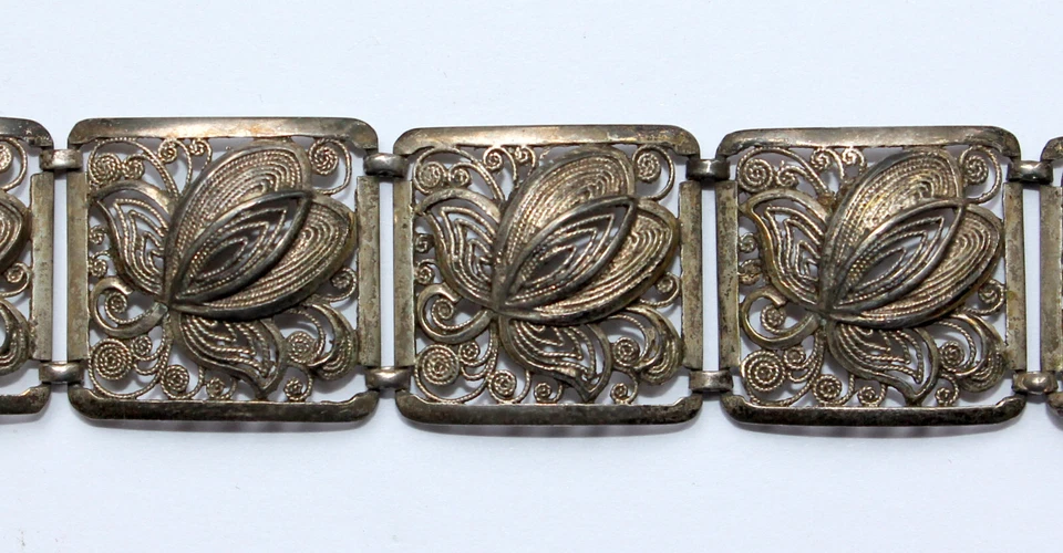 Antikes Armband Silber 800 Vintage Trachten Friesenschmuck floral - Bild 1 von 4