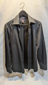 H&M Langarmhemd mit Knopfleiste Schwarz Herren M - Bild 1 von 10