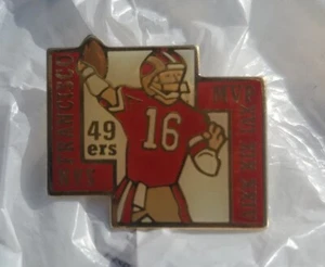 Prendedor trasero Joe Montana de colección San Francisco 49rs MVP XVI XIX XXIV NFL mariscal de campo - Imagen 1 de 2