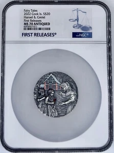 2022 Cook Islands Hansel & Gretel Fairy Tales Fables 3 oz $20 Silver Coin NGC 70 - Picture 1 of 2