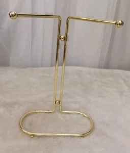 Vintage Towel/ Washcloth/Jewelry Holder/ Rack Gold Metal Free Standing MCM READ - Picture 1 of 14