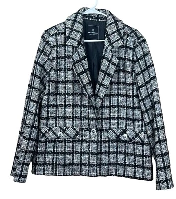 Chaqueta Blazer Bagatelle Mujer Negra Metálica Tweed Un Botón XL Foto 1 de 4