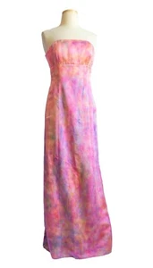 NEW J.Crew Silk Wedding Dress Gown Blue purple pink 2 4 6 tie dyed Bohemian XS S - Picture 1 of 10