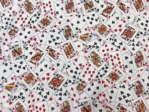 Casino Poker Card Gamble Cotton Fabric Kids Craft Cloth Drape DIY Sewing 44" BTY - Picture 1 of 5