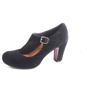 Chie Mihara Mary Jane Sandals Mid Heel Black Suede Women Size US 7.5 EU 37.5 - Picture 1 of 9