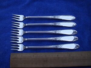 SET OF 5 National Silverplate KING EDWARD (1951) COCKTAIL FORKS-No Mono-NICE!