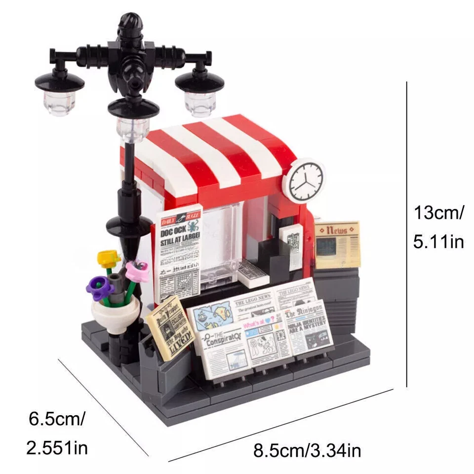 Building Blocks Bricks MOC City Street View Newspaper Stand Tile Lamp Baseplate - Image 1 of 4