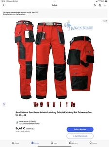 Arbeitshose für Herren, Größe 62 - Bild 1 von 3