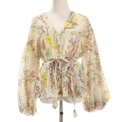 Alexis новый с Ярлыками Gia цветочный вышитый верх с ремнем размер большой в бежевый/разноцветный - Изображение 1 из 4