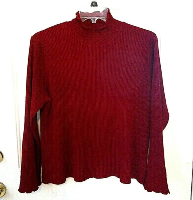 Suéter Nine & Co. Para Mujer Manga Larga Elastizado Granate Cuello Alto Talla 2X Foto 1 de 4