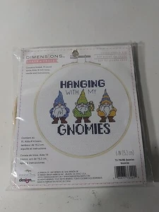 Dimensions Cross Stitch Kit - Hanging With My Gnomies 6” Ships Fast - Picture 1 of 3