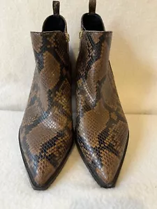 BOTAS MARC FISHER MUJER TALLA 10 MARRÓN CUERO PIEL SERPIENTE BOTINES VAQUERO OCCIDENTAL - Imagen 1 de 9