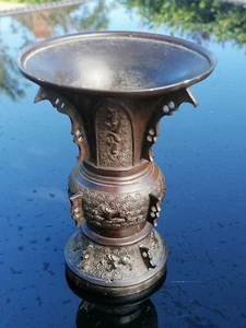 Exceptional Antique Chinese Bronze Archaistic Beaker Vase - Picture 1 of 10