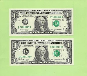 '7138 8317 & 7138 7138' .. MATCHING .. UNCIRC $1 RADAR & REPEATER - Picture 1 of 2