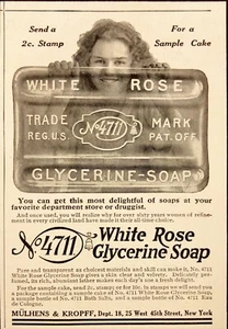 1917 Mulhens & Kropff 4711 White Rose Glycerine Soap Antique Print Ad - Picture 1 of 6