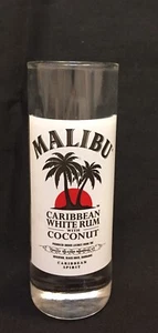 Malibu Caribbean White Rum extra tall long 4" Shot Glass Double Shot - Picture 1 of 4
