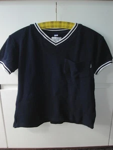 Navy dunkelblau Waffelpiqué Stretch T-Shirt Ringel-Bündchen maritim Brusttasche - Bild 1 von 4