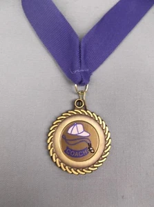 coach award with royal blue drape gold edge cap & whistle 1 1/2" diameter - Picture 1 of 1