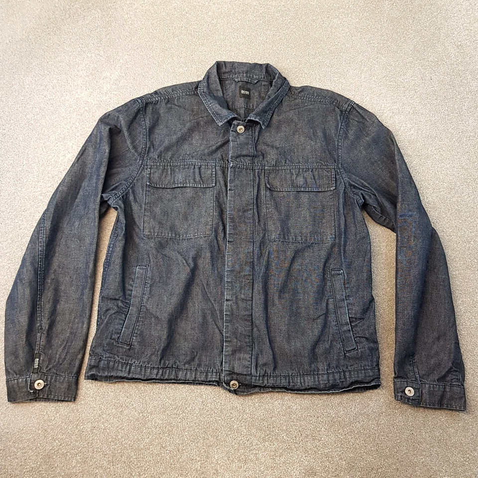 Hugo Boss Mens Jacket Medium Blue Denim Chore Utility Worker Field Sack Frisco - Image 1 of 4