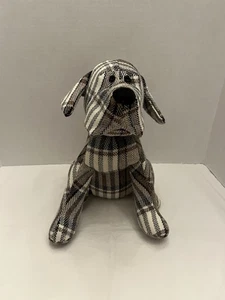Plaid Hound Dog Plush Decorative Door Stop Weighted Stuffed Animal - Picture 1 of 5