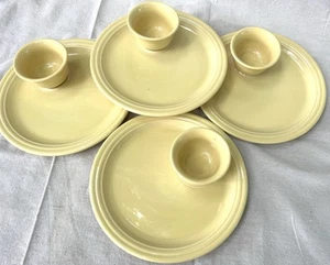 Menge 4 Fiesta Homer Laughlin GEFERTIGTE SNACKTELLER 10,5 Zoll + DIPBECHER Ret gelb - Bild 1 von 4