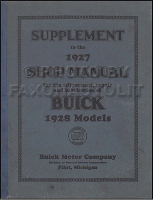Manuale Di Riparazione Originale Supplementare Per Buick 1928 - Immagine 1 di 2