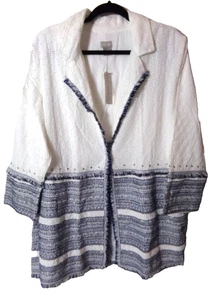 CHICOS NEW WITH TAGS SZ.3 XL, COTTON EYELET TOPPER 3/4 SLEEVE JACKET - Picture 1 of 9