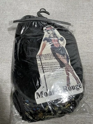 Moulin Rouge Costume Adult Women Large Halloween Black Velour Mini Dress Cabaret - Image 1 of 4