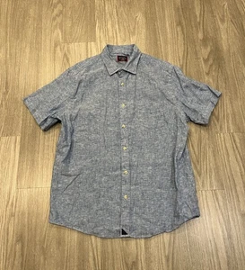 UNTUCKit Leinenhemd Herren Large Blau Cameron WR Slim Fit Knopfleiste Kurzarm - Bild 1 von 9