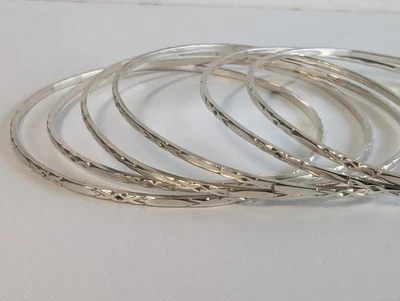 Taxco TM-89 Mexico Sterling Silver 925 Youth Bangles – Set of 6 – 18.95g - Image 1 of 4
