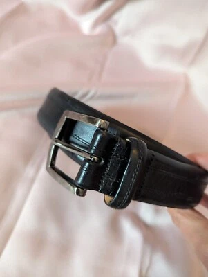 Cinturón de Vestir Kirkland Negro Italiano Grano Completo Cuero Negro - Para Hombre Talla 38/95 Foto 1 de 4