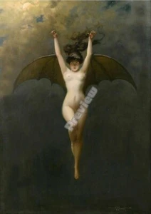 Póster Albert Joseph Penot 1890 La mujer murciélago bruja impresión arte de pared imagen A4 + - Imagen 1 de 2