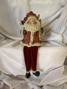 Santa With Skis Shelf Sitter Dangle Legs Christmas Ornament Decoration - Picture 1 of 12