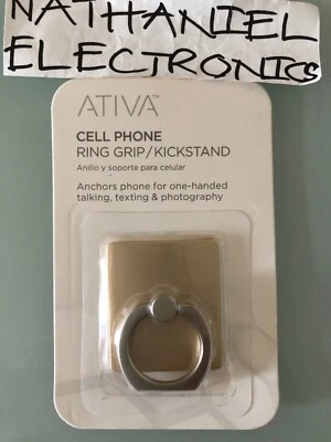 Ativa Cell Phone Ring Grip/Kickstand, 1.37in.H x 1.77in.W x 0.27in. Silver NEW - Image 1 of 2