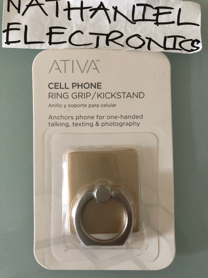 Ativa Cell Phone Ring Grip/Kickstand, 1.37in.H x 1.77in.W x 0.27in. Silver NEW - Image 1 of 2