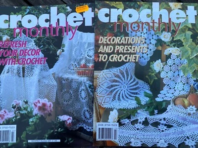 2 Crochet Monthly Magazines 222 & 223 27 Patterns Mats, Curtains, Bedspread - Image 1 of 4