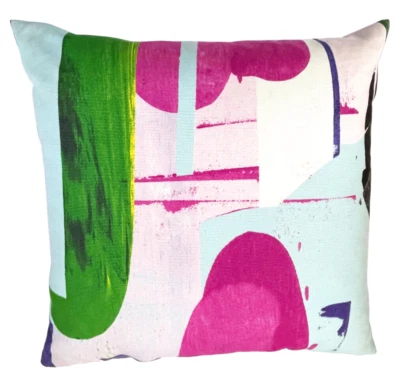 MARIMEKKO Throw Pillow Vattenblänk Print Down-Filled Insert Zip Cover 19" Sq - Image 1 of 4