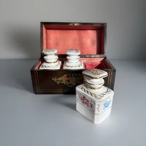 Antique Boullé Marquetry Tea Caddy w/ Hand Painted Paris Porcelain Bottles C1830 - Picture 1 of 24