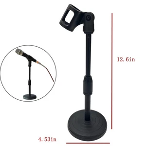 Round Base Adjustable Microphone Desk Stand with Mic Clip Microphone Stand - Picture 1 of 21