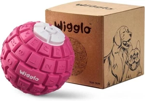 Wigglo Tough Durable Natural Rubber 3.5" Dog Ball Toy - Pink - Picture 1 of 5