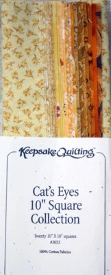 20 10 INCH SQUARES -CAT'S EYES FROM KEEPSAKE QUILTING  - 100% COTTON FABRIC - Image 1 of 2
