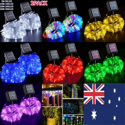 2PACK Solar LED Powered Fairy String Rope Strip Lights Waterproof Outdoor Garden - Image 1 of 4