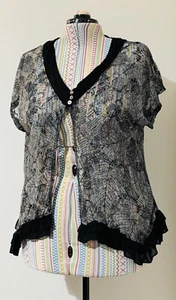 Taking Shape Plus Size M 18-20 Jacket Black Lace Leaf Pattern Short Sleeve - Picture 1 of 7