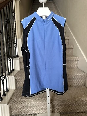 Cannondale Cycling Shirt Womens Large Blue  Sleeveless Pullover 3/4 Zip Pockets - Image 1 of 4